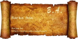 Barka Ada névjegykártya